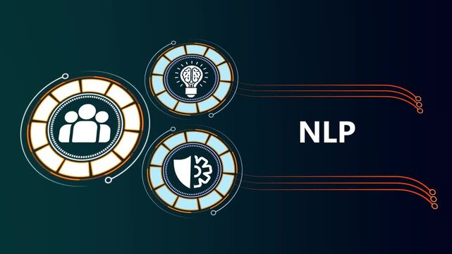 Nlp natural language processing concept with digital and data network