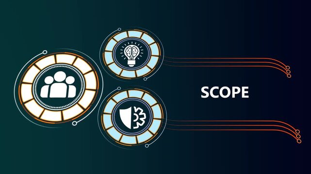 Digital business scope concept with animated infographic