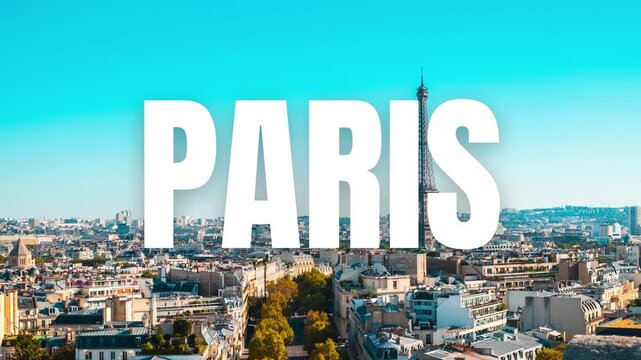 Travel to Paris animation. Sleek plane slide transition reveals Paris on minimal background. Perfect motion graphic for travel, tourism promos and social media reels.