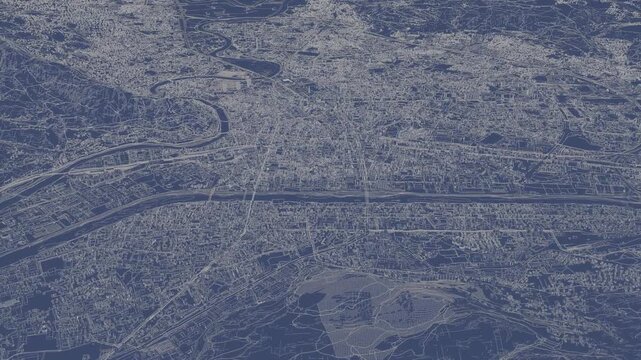 3D looped animation of city - Grenoble France