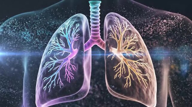 Human lungs with bronchial tree representing modern medicine and scientific discovery