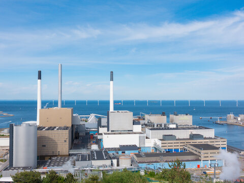 Copenhagen, Denmark - May 29th, 2023: Copenhagen, Denmark contribution to the green-earth initiative at the HOFOR Amager Power Plant AMV4 for renewable, clean energy to combat climate change