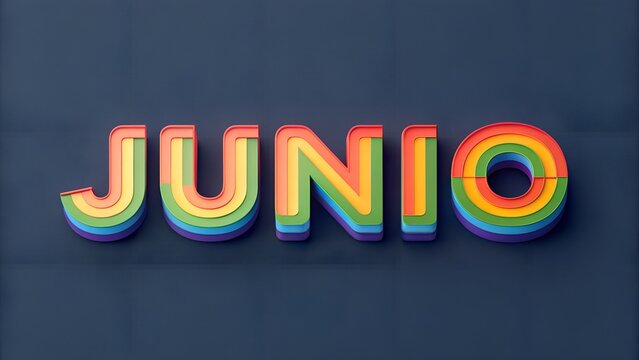 Texto de Junio 3d con colores del orgullo lgbtqi+