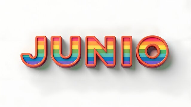 Texto de Junio 3d con colores del orgullo lgbtqi+