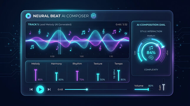 Digital audio workstation interface with sound wave visualization and synthesis controls