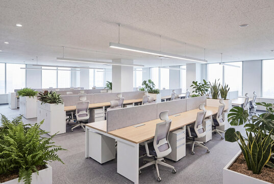 Minimal Office Design With Open Plan Layout