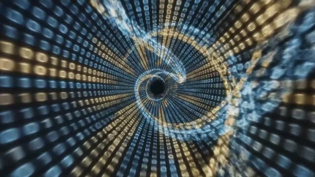 Digital tunnel with binary code perfect for IT presentations and tech marketing
