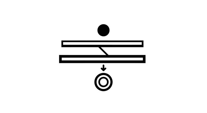 Abstract symbol of division or process flow with arrows and circles