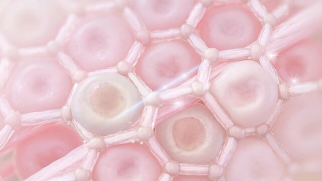 Glowing cellular network animation with soft pink hues futuristic technology background