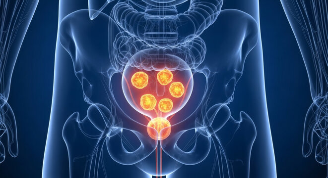Medical visualization of bladder cancer and prostate disease in male