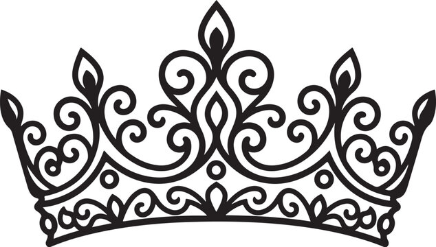 Black crown, royal tiara, elegant filigree, vector illustration, luxury headpiece, decorative accessory