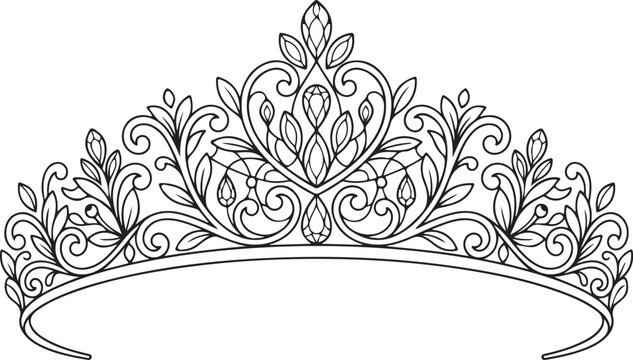 Elegant tiara, luxury crown, floral filigree, vector tiara, crown design, jewelry