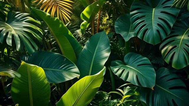 Lush Tropical Foliage Background 4K Generative AI