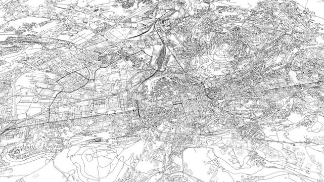 3D looped animation of city - Saint-&Eacute;tienne France