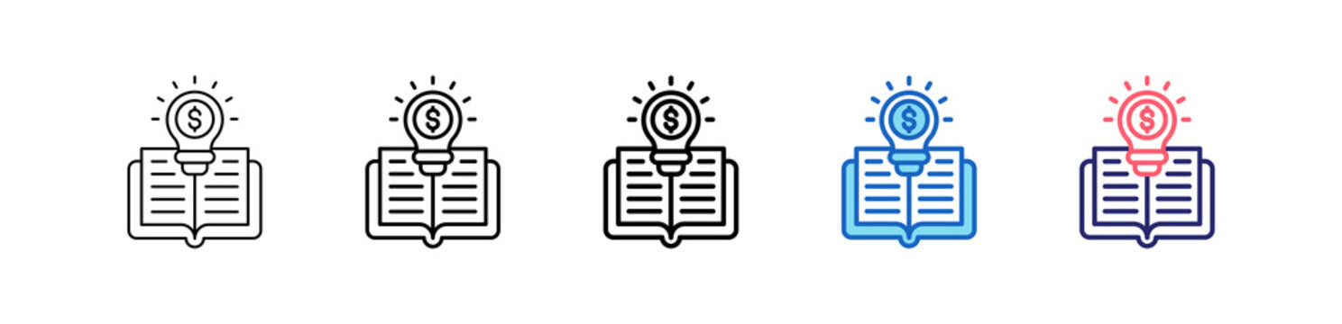 Literacy Icon In 5 Different Styles Set Collection.   