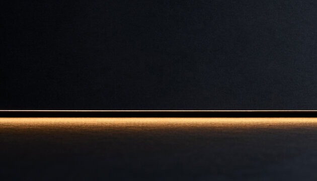 Warm ambient lighting glowing from a thin horizontal baseline strip against an ultra-premium dark textured wall, creating a highly sophisticated and minimalist interior staging background.