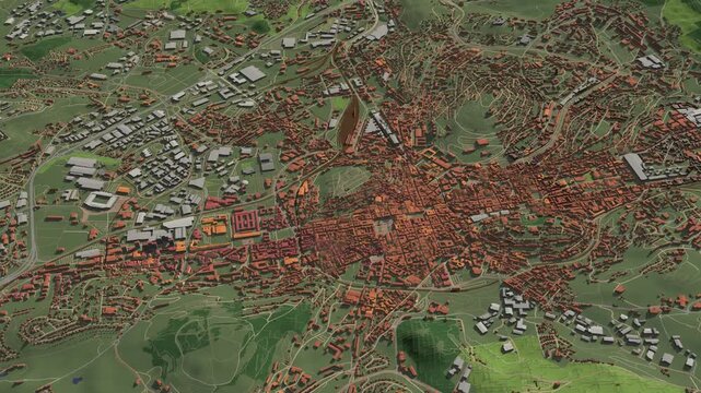 3D looped animation of city - Saint-&Eacute;tienne France