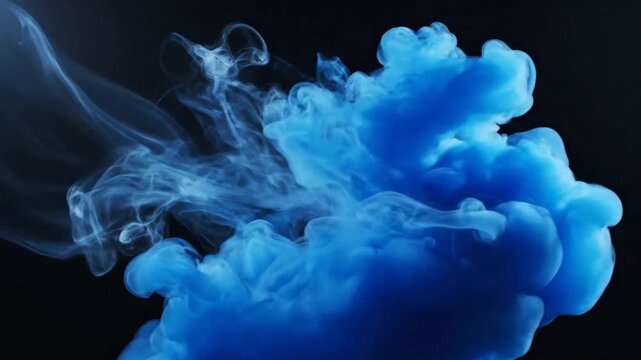 Blue ink cloud in liquid for creative digital media and visual arts