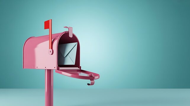 Mailbox communication concept with open postal box and incoming email message notification