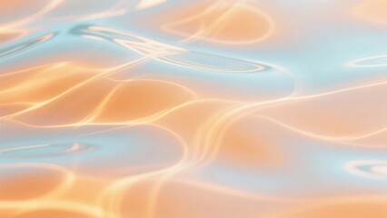 薄いオレンジ色と水色の波打つ液体の水面、アブストラクトを表現した背景