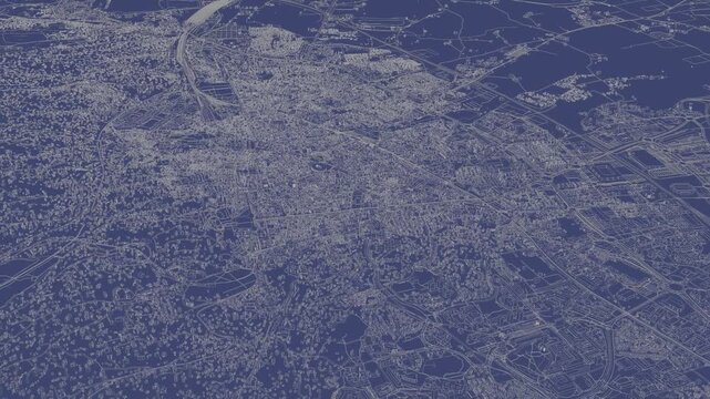 3D looped animation of city - Nimes France