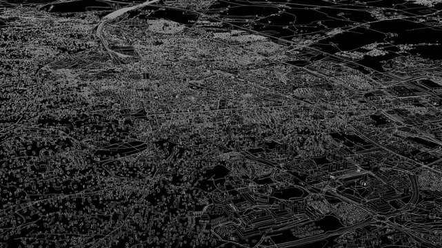 3D looped animation of city - Nimes France