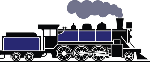 Steam locomotive with tender silhouette © Icon Stock