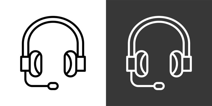 Headset Black And White Multiple Style Icon Set Collection Pack Vector Illustration 