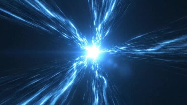 Blue light streaks in space representing futuristic concepts and abstract thought