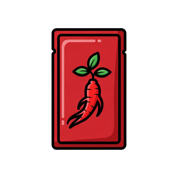 Red ginseng extract liquid packet vector illustration