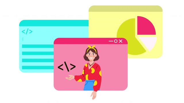 Animated Web Development Course Explainer &ndash; Online Programming Education Cartoon Video