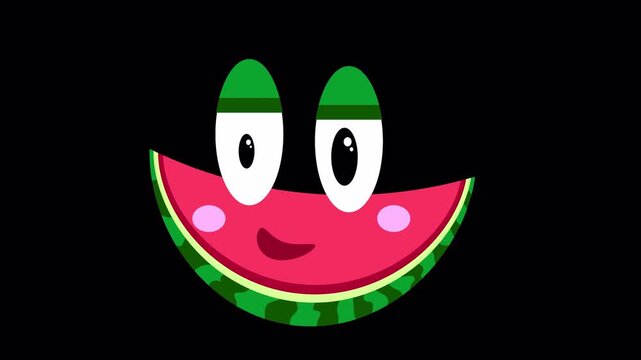 Shy and happy cartoon watermelon character animation
