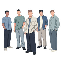 Obraz premium Group of Men Standing Together Illustration
