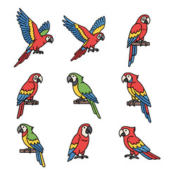 Naklejka premium Set of Small Flying Parrot Icons