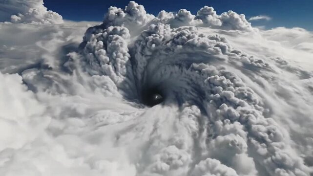 Aerial view of a massive cloud vortex for outdoor lifestyle brands and nature documentaries