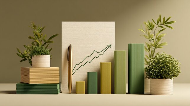 Small business subsidy document and greenery abstract concept ba