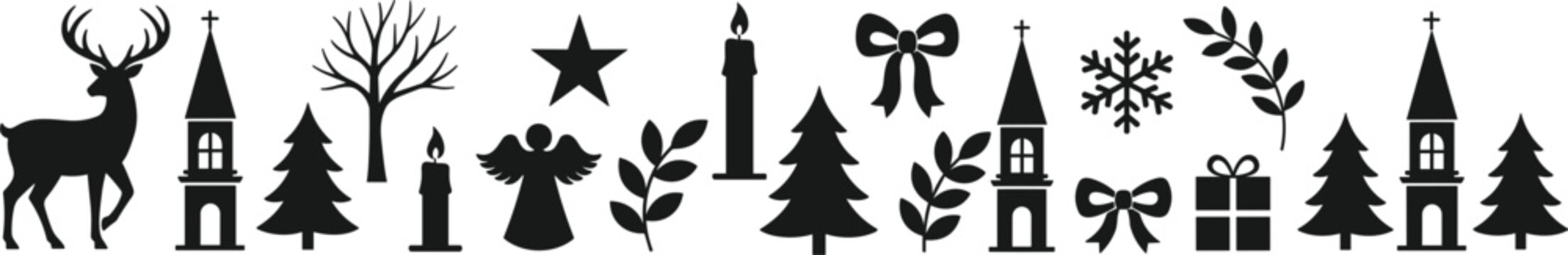 Seamless Christmas pattern with cute garden gnomes pine trees stars and champagne glasses on white background