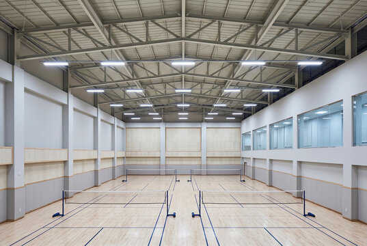 Indoor Multipurpose Hall With Basketball Court Lines