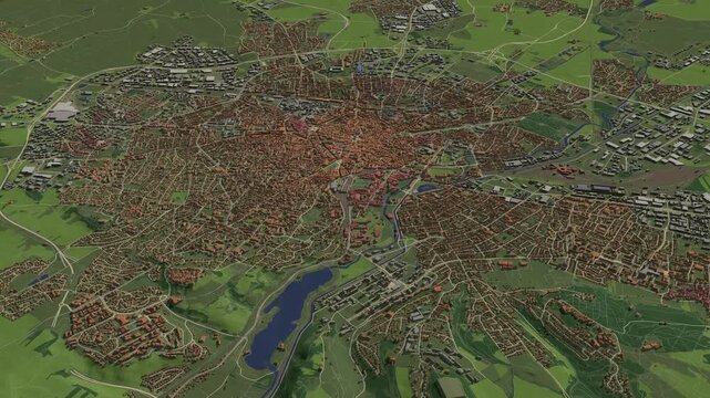 3D looped animation of city - Dijon France