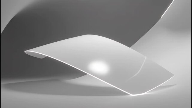 Smooth white curves with bright edge lighting against a dark background