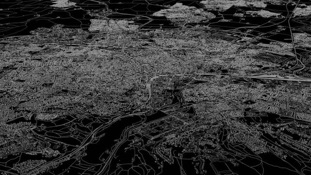 3D looped animation of city - Dijon France
