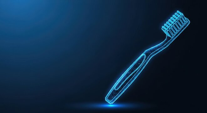 Glowing Neon Toothbrush Illustration for Dental Hygiene and Oral Care Concepts