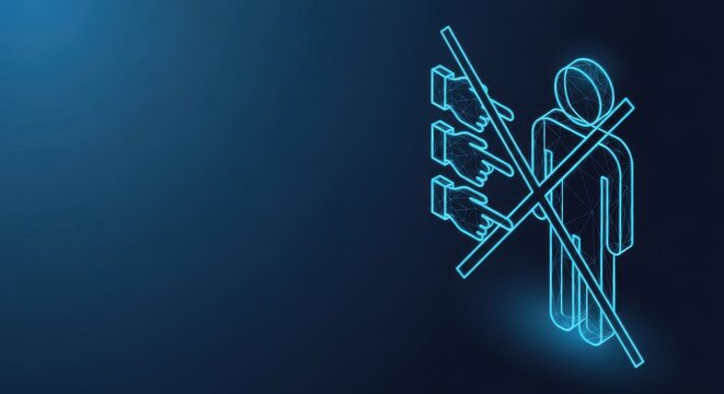 Digital Iconography of Accusation and Blame Showing Pointing Fingers Crossing Out a Human Figure