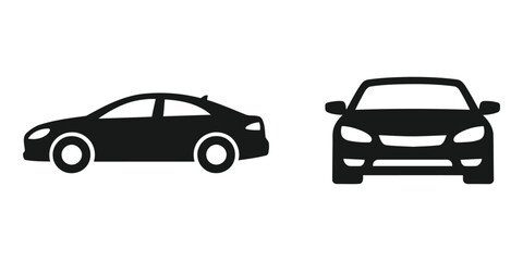 Obraz premium Car Front and Side View Icons