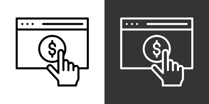 Cost Per Click Black And White Multiple Style Icon Set Collection Pack Vector Illustration 