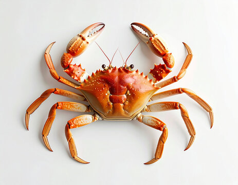 Fresh whole cooked red crab isolated on white background.