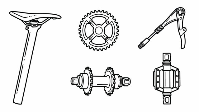 Bicycle parts and accessories collection.