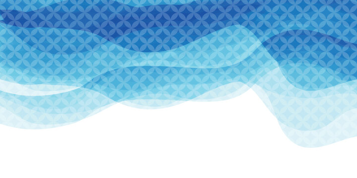 Abstract Blue Wave Pattern With Japanese Geometric Design