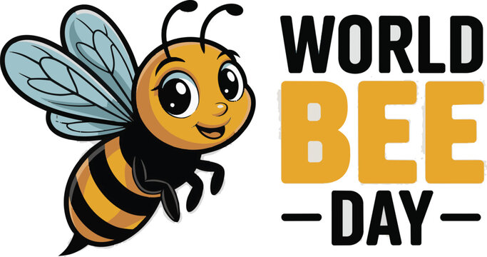 World Bee Day Cute Honey Bee Mascot Vector Illustration