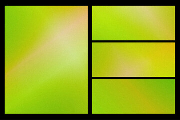 Fototapeta premium Lively lime and yellow gradients flow across large and narrow panels, offering an energetic, cheerful layout ideal for spring sales, kids products, or fresh brand visuals.